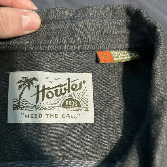 Howler Brothers Bros XL Pattern Button Down Short Sleeve Shirt Black And Brown - Picture 3 of 5